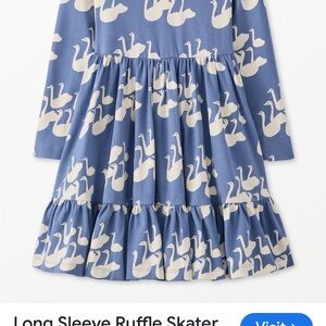 Hanna Andersson Blue and White Swan Dress